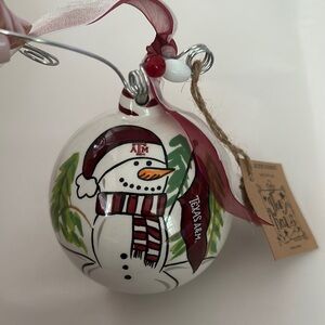 NIB Glory Haus Texas A&M Snowman Holiday Ornament With Box